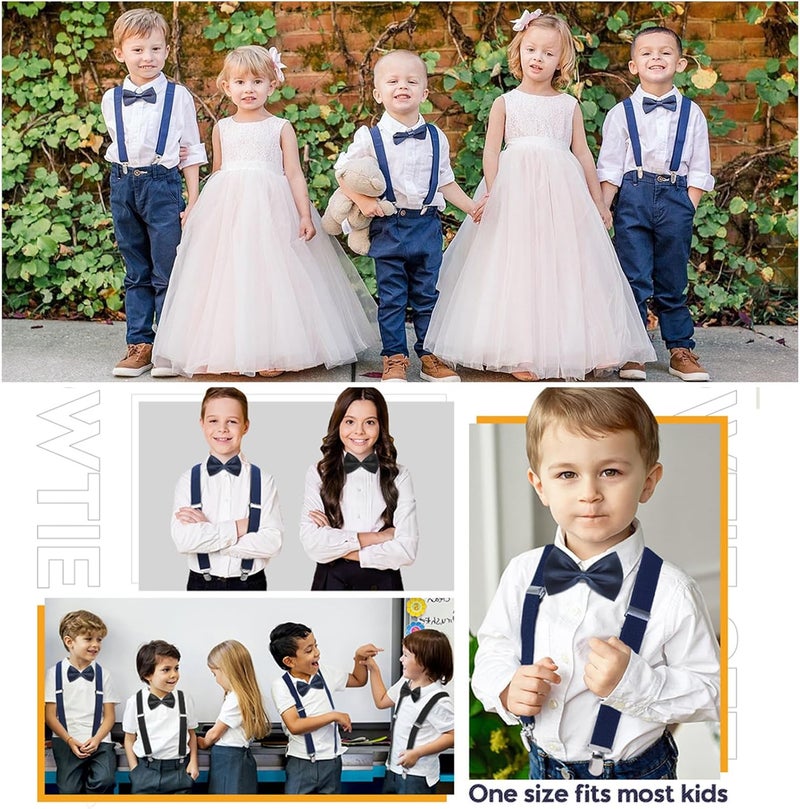 OVOY Kids Adjustable Suspenders and Bow Tie Set - Black Elastic Y-Back Suspenders for Boys & Girls Toddler Ages 2-10 Years - Image 3